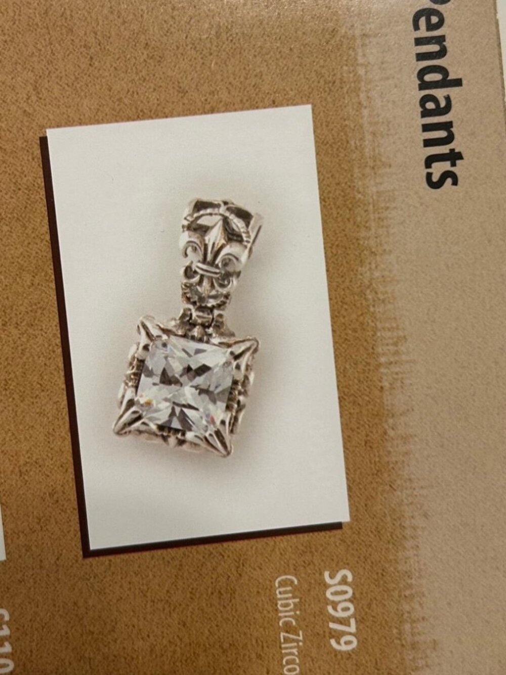 Retired Silpada Sterling Silver "Uptown" Square Cubic Zirconia Pendant